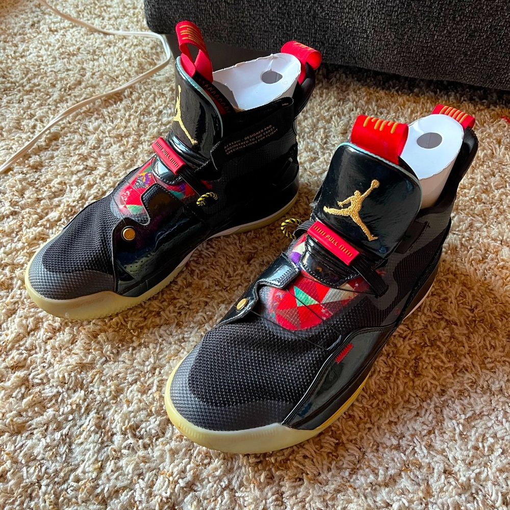Jordan Black and Red High-Top Sneakers